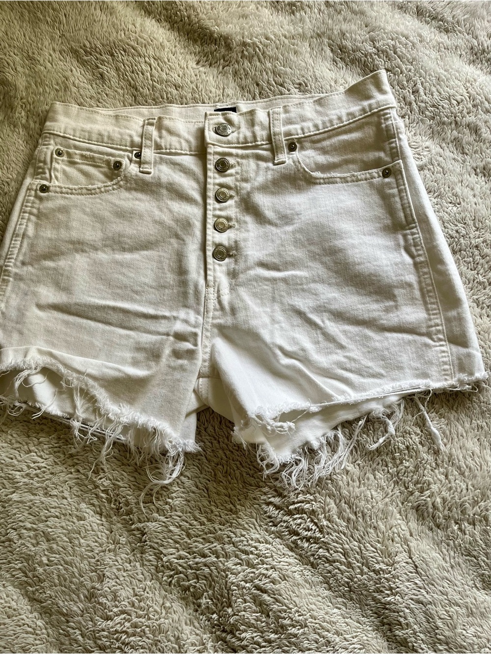 GAP White Frayed Button-Front Denim Shorts
